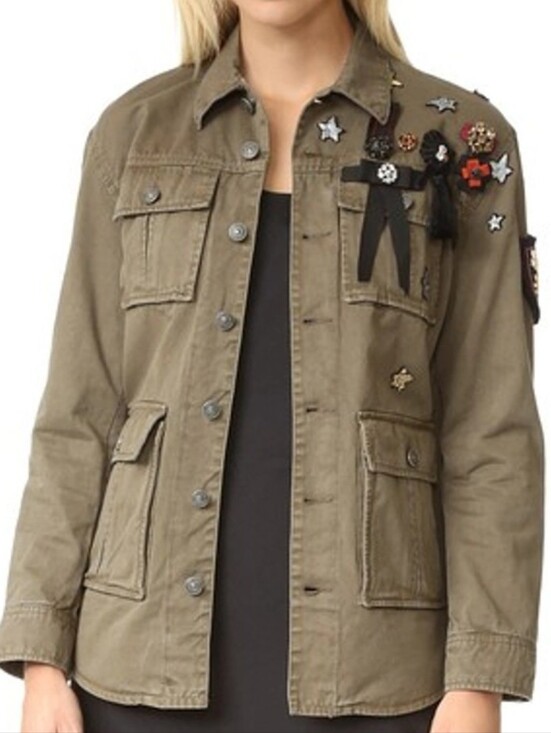 cinq a sept Jackets & Blazers - Cinq A' Sept Embellished Olive Utility Jacket - Women's
